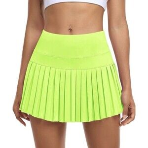 JoyGirl Women's Pleated Tennis Skort Neon Green Fluorescent SZ M
